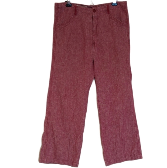 Pilcro and the Letterpress Pants - Anthro Pilcro linen pants cranberry wide leg 14
